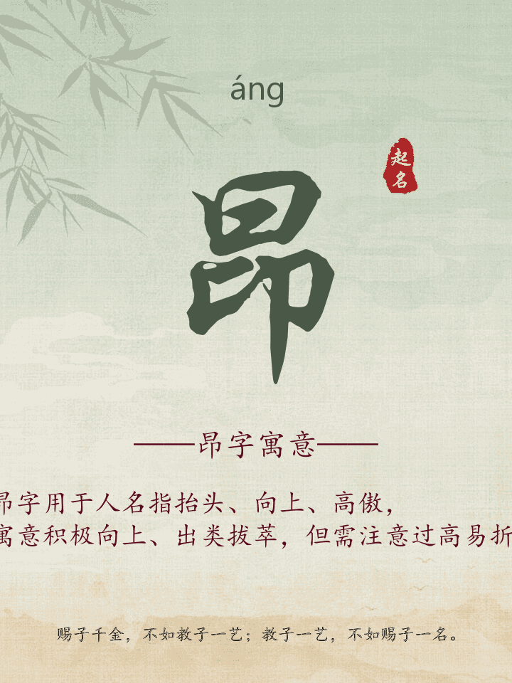 昂字取名寓意详解