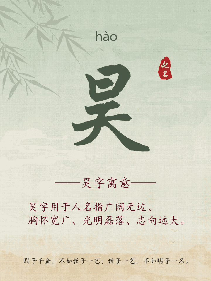 昊字取名寓意详解