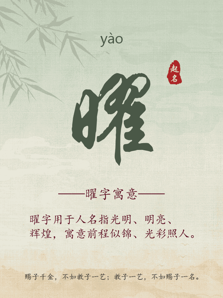 曜字取名寓意详解