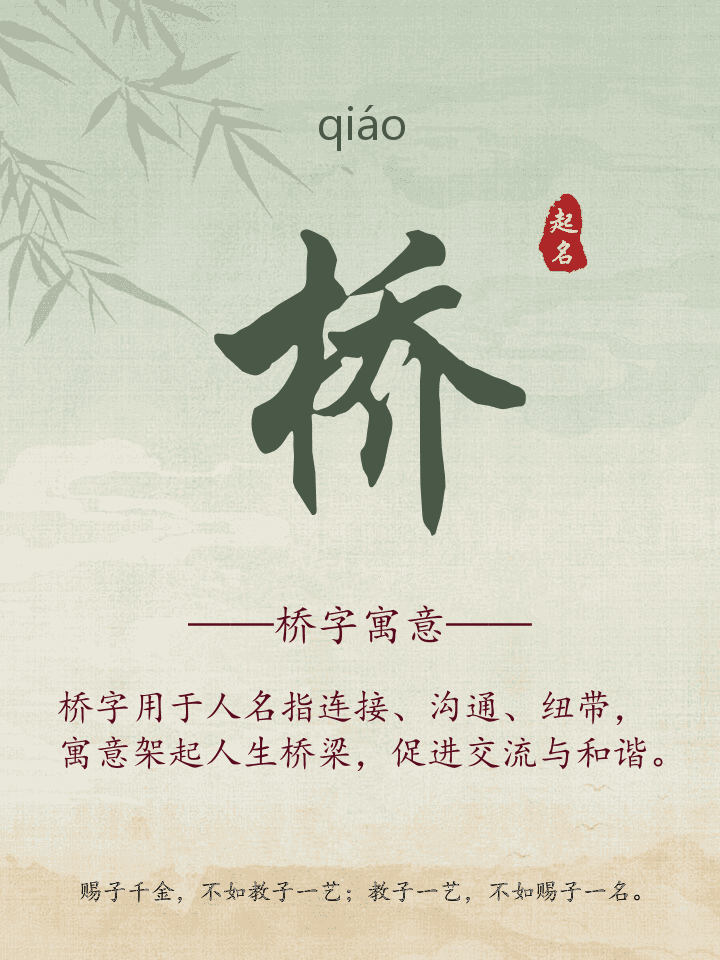 桥字取名寓意详解
