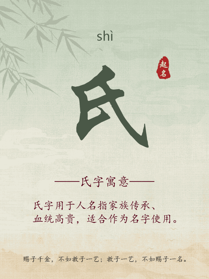 氏字取名寓意详解