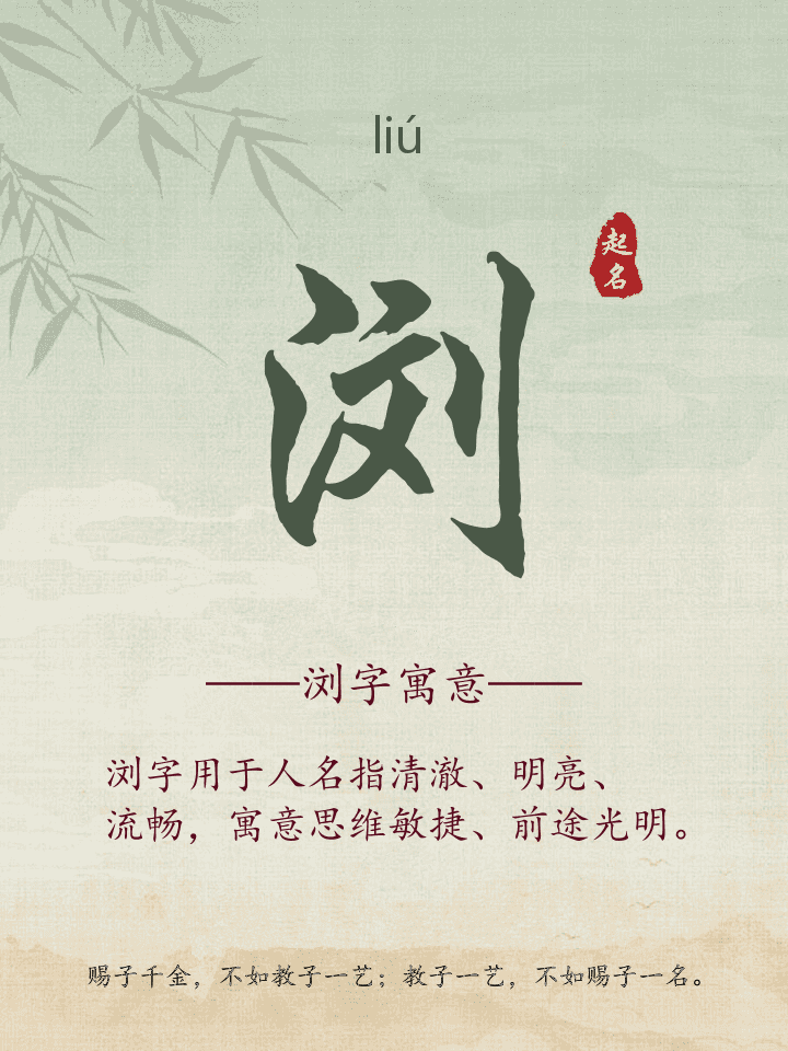 浏字取名寓意详解