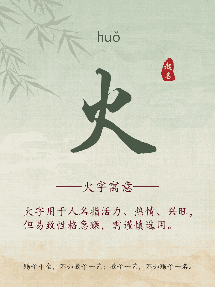 火字取名寓意详解