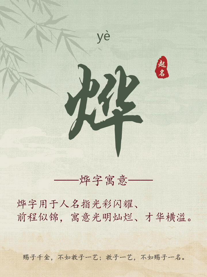 烨字取名寓意详解