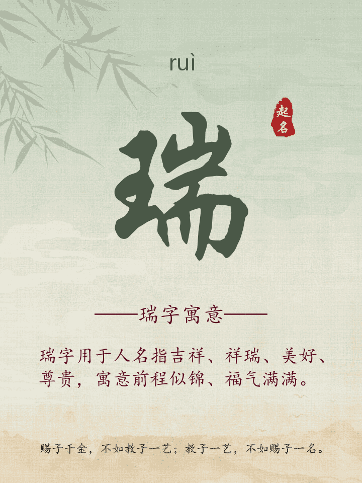 瑞字取名寓意详解