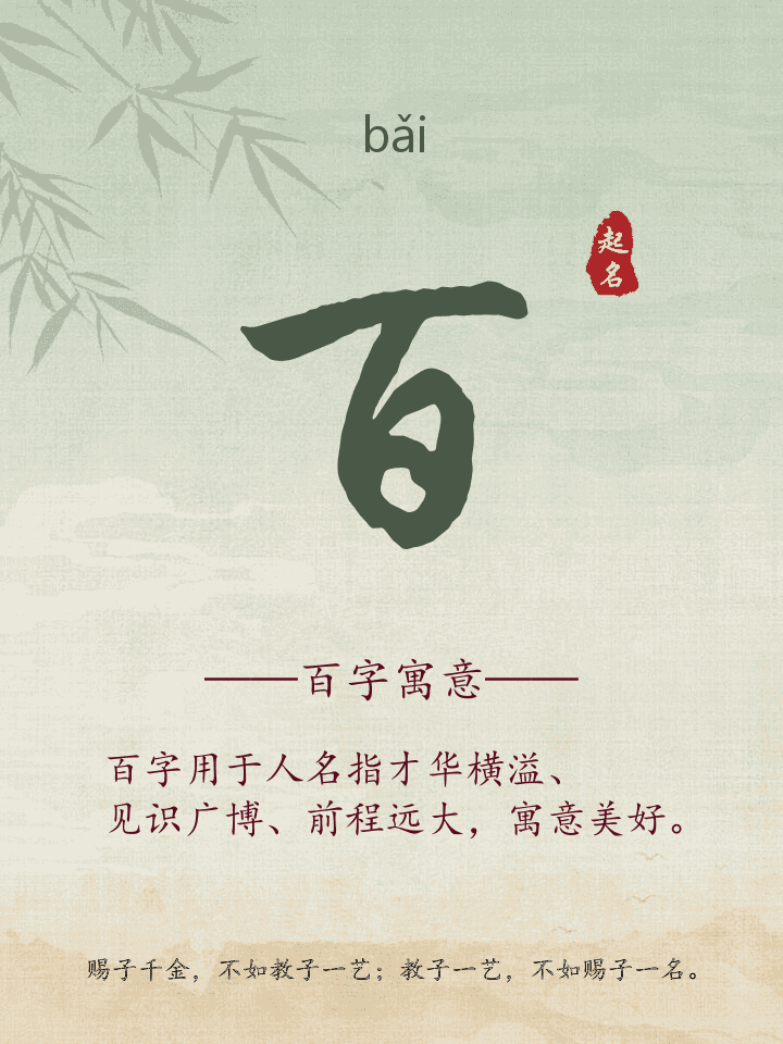 百字取名寓意详解