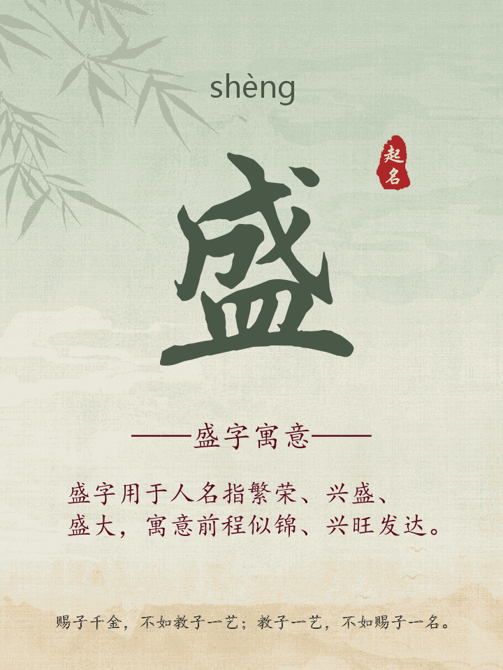 盛字取名寓意详解