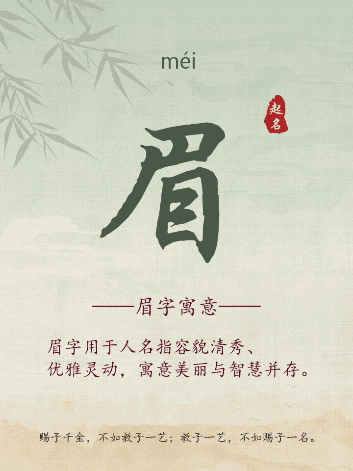 眉字取名寓意详解