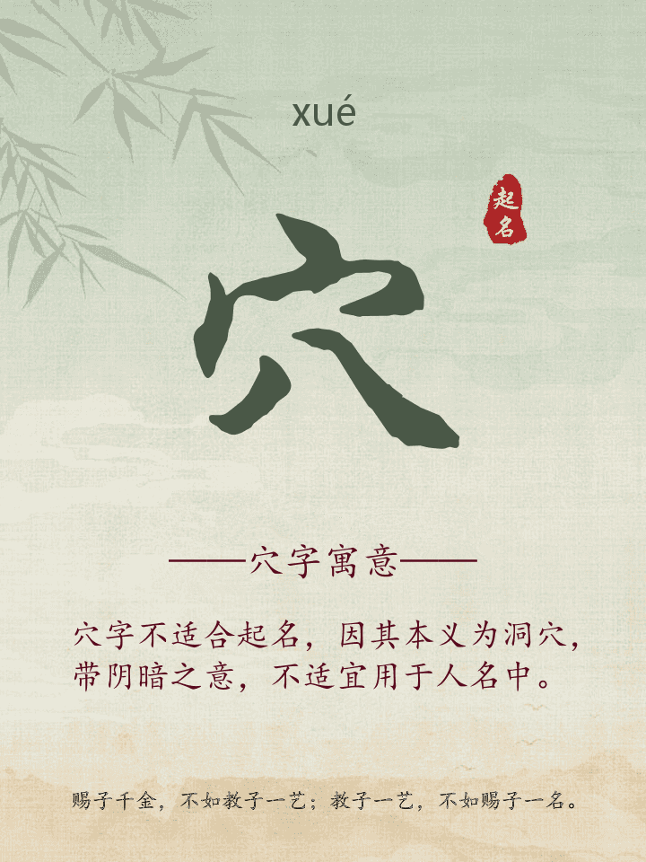 穴字取名寓意详解