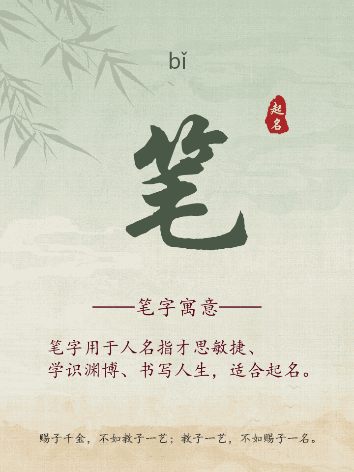 笔字取名寓意详解