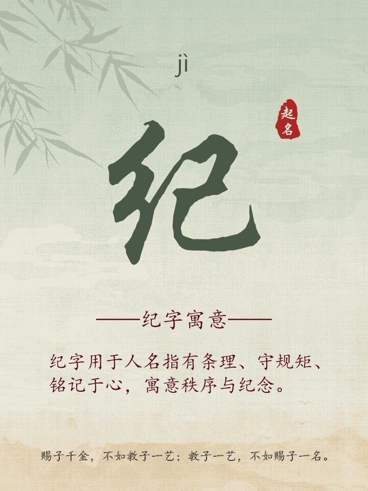 纪字取名寓意详解