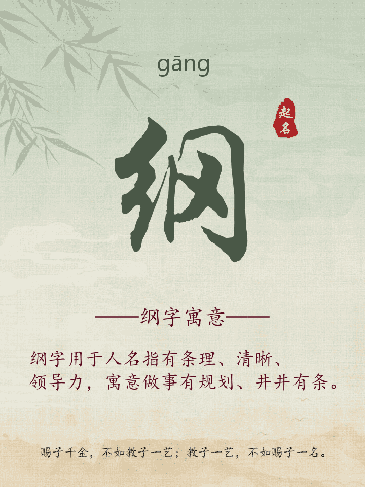 纲字取名寓意详解