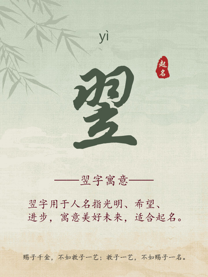 翌字取名寓意详解