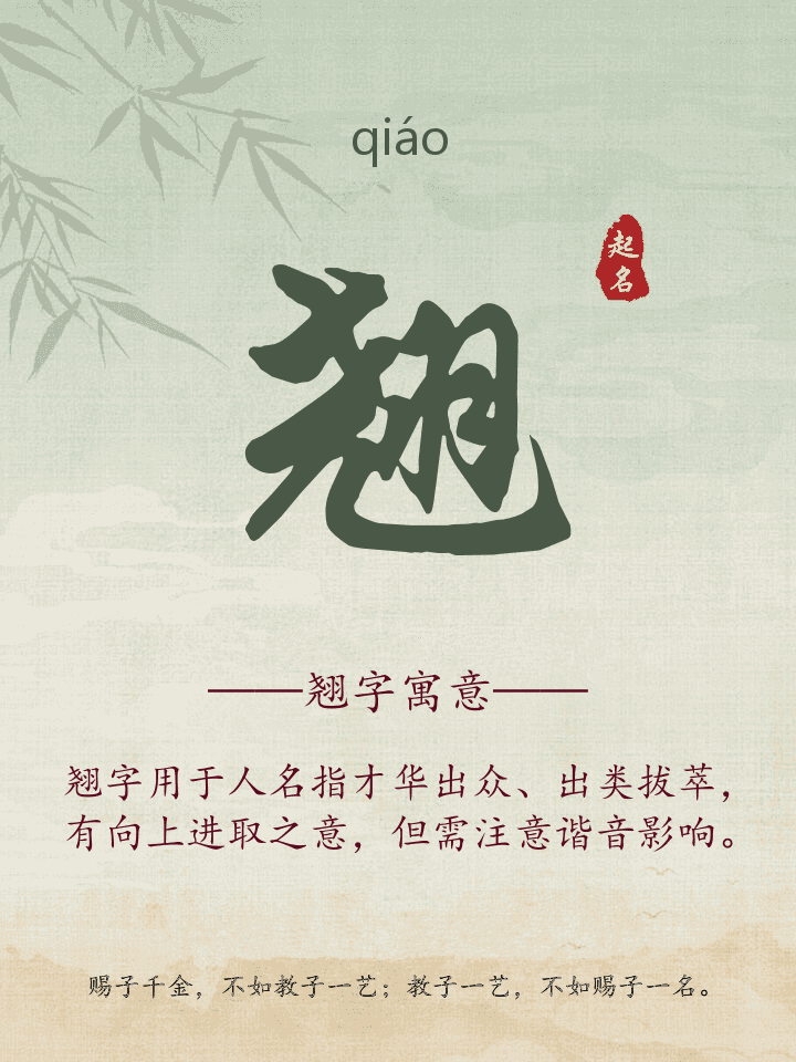 翘字取名寓意详解