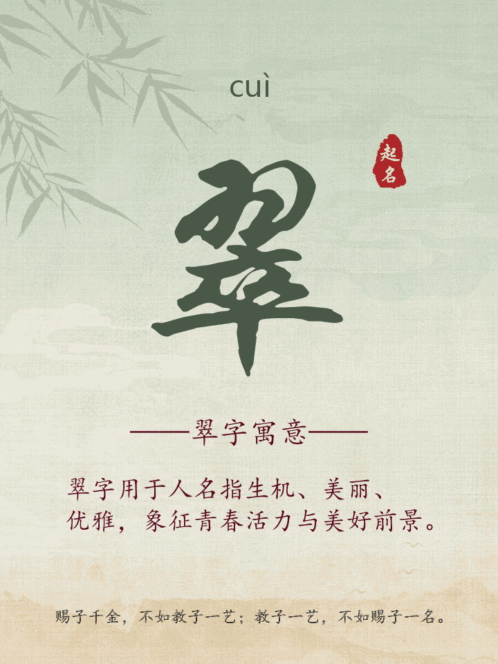 翠字取名寓意详解