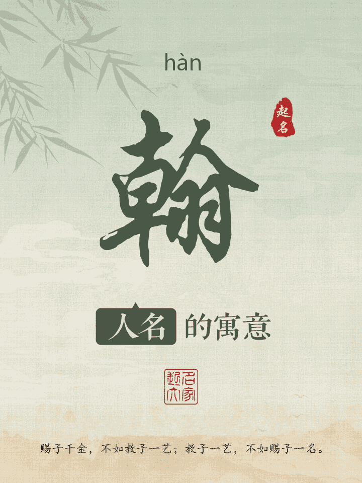 翰字取名寓意