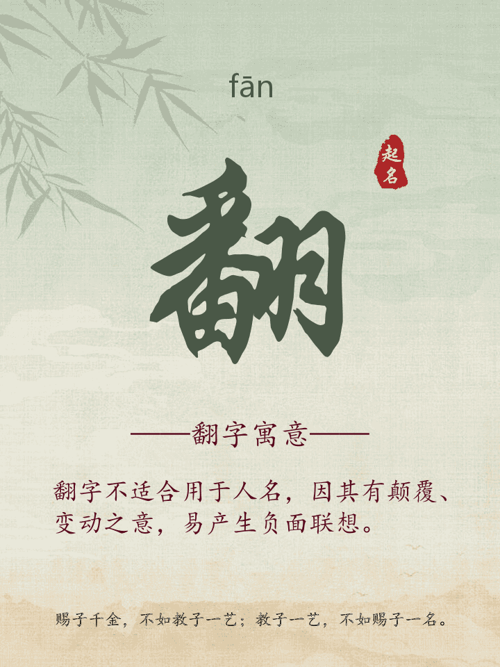 翻字取名寓意详解