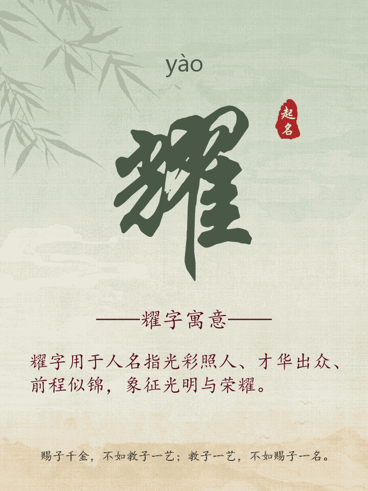 耀字取名寓意详解