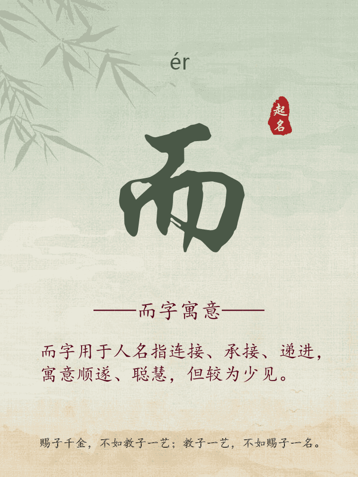 而字取名寓意详解