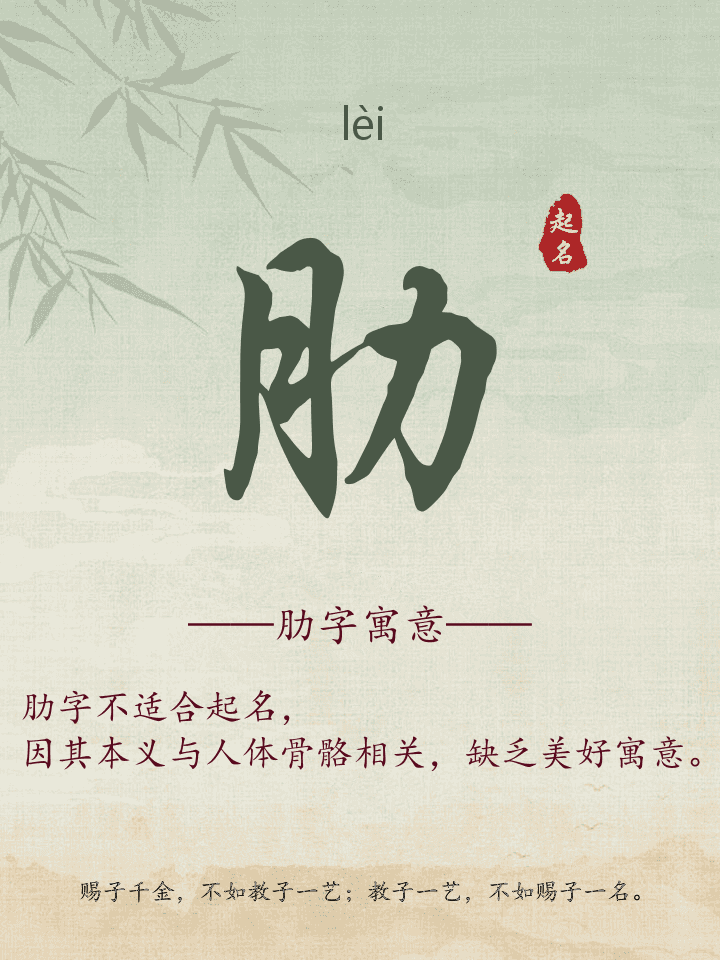 肋字取名寓意详解
