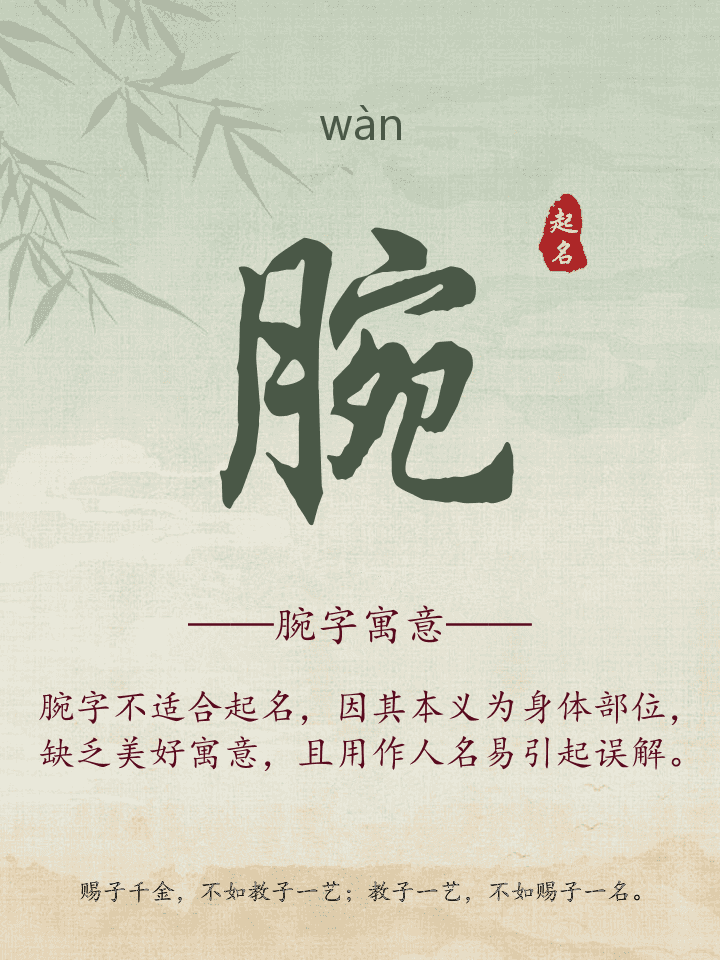 腕字取名寓意详解