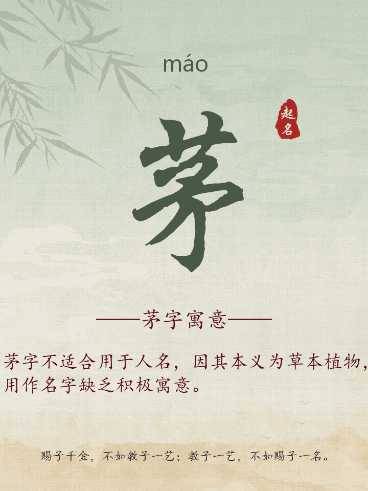 茅字取名寓意详解