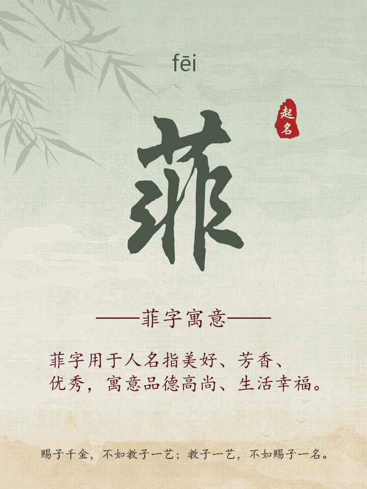 菲字取名寓意详解