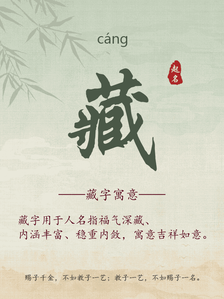 藏字取名寓意详解