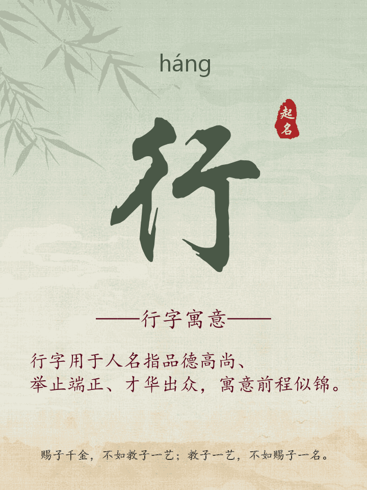 行字取名寓意详解