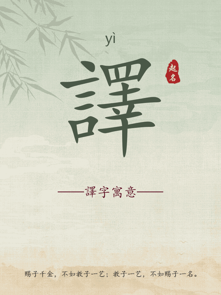 譯字取名寓意详解
