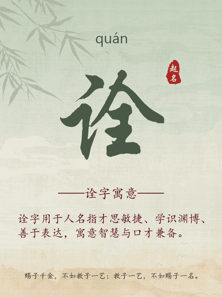 诠字取名寓意详解