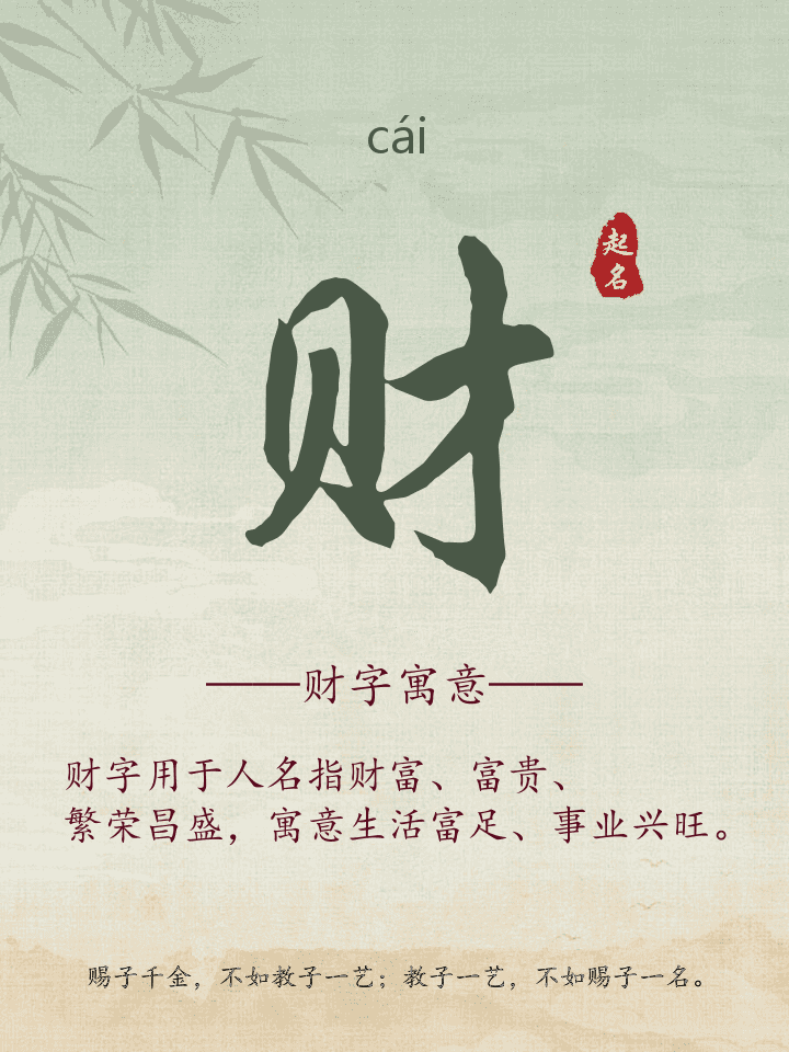财字取名寓意