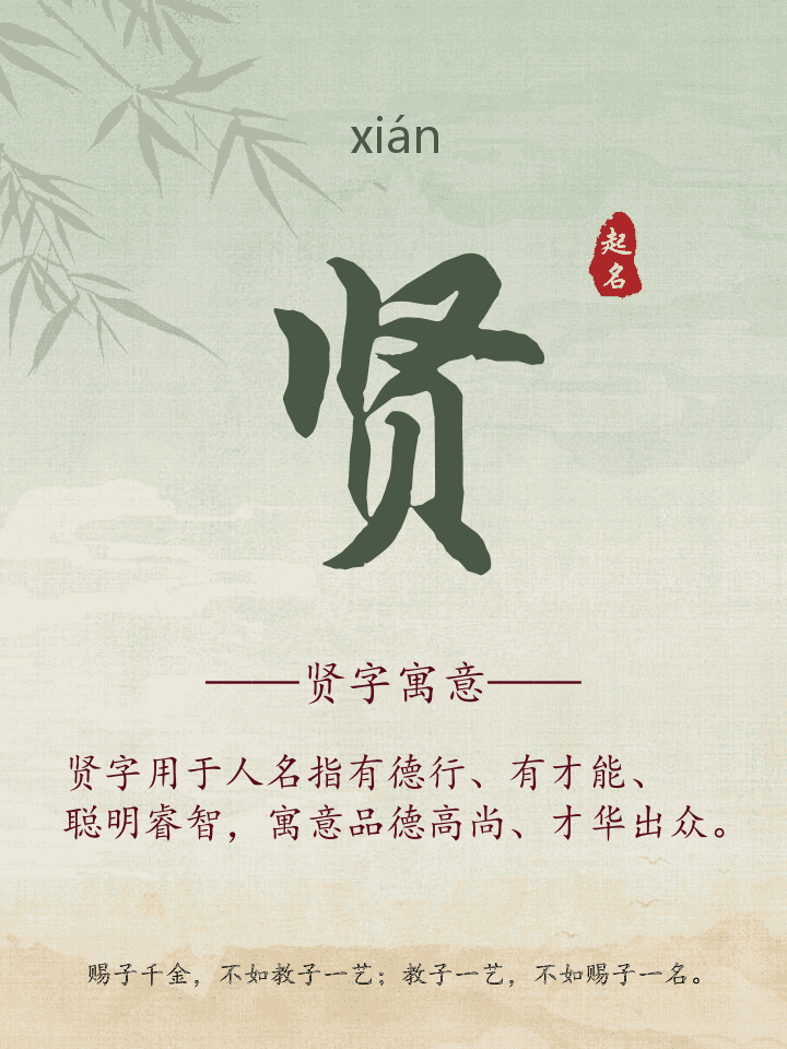 贤字取名寓意详解