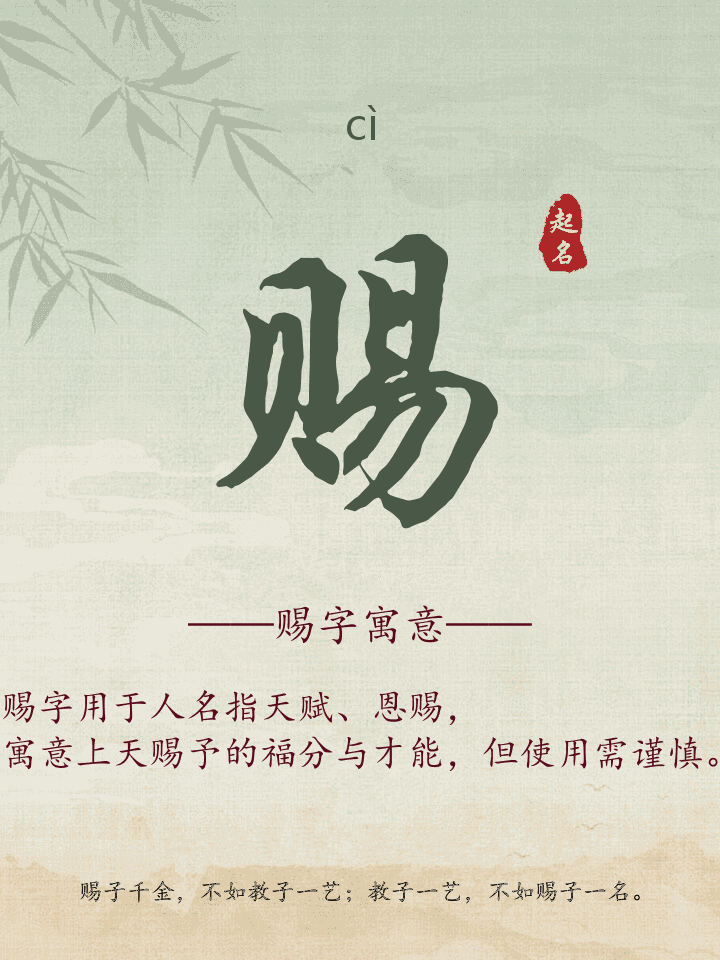 赐字取名寓意详解