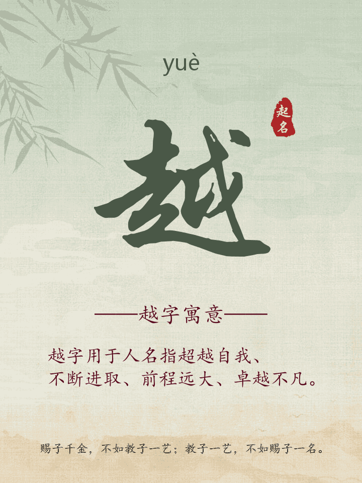 越字取名寓意详解