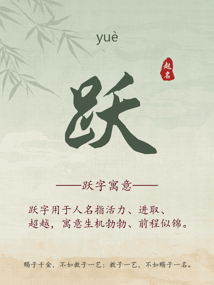 跃字取名寓意详解