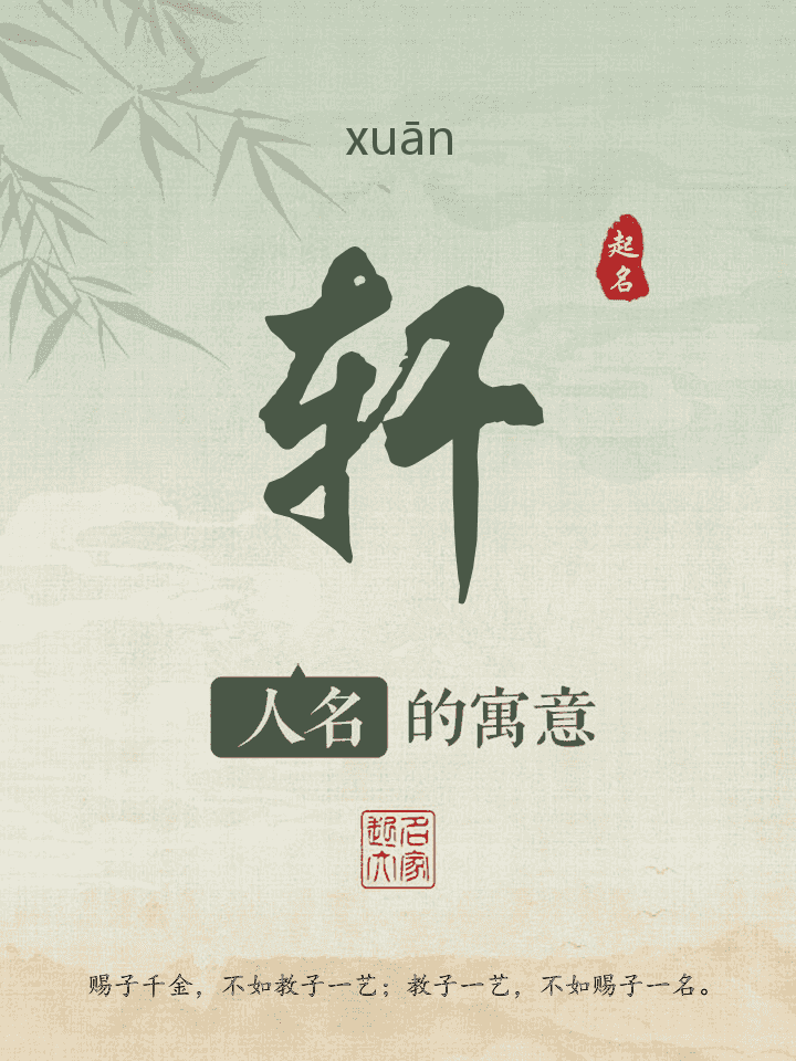 轩字取名寓意