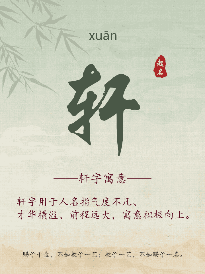 轩字取名寓意详解