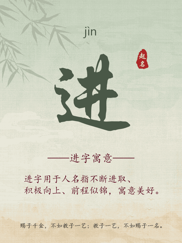 进字取名寓意详解