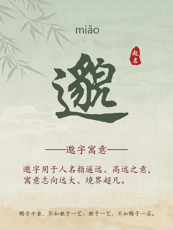 邈字取名寓意详解