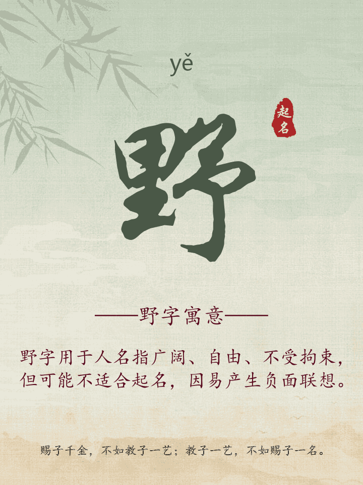 野字取名寓意详解