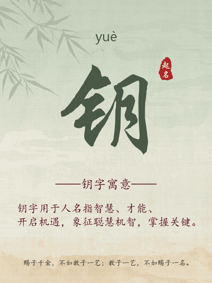 钥字取名寓意详解