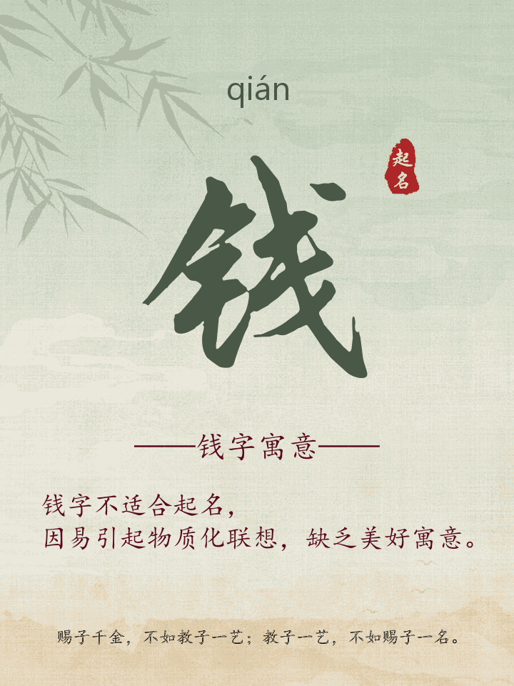 钱字取名寓意