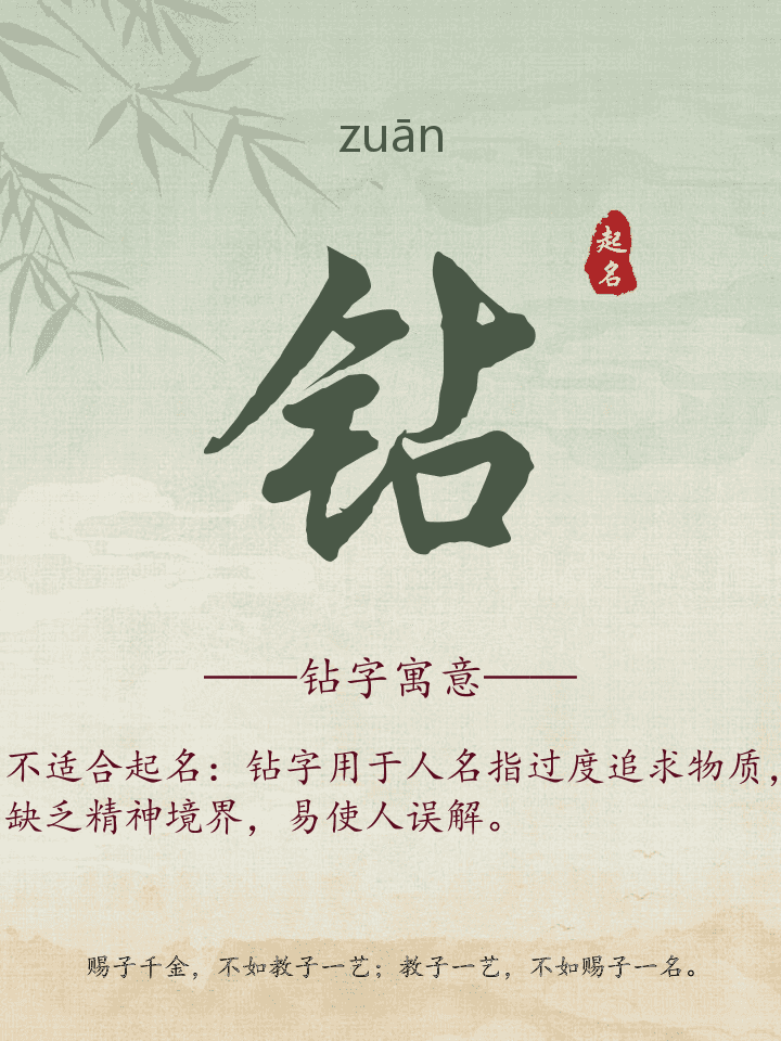 钻字取名寓意详解