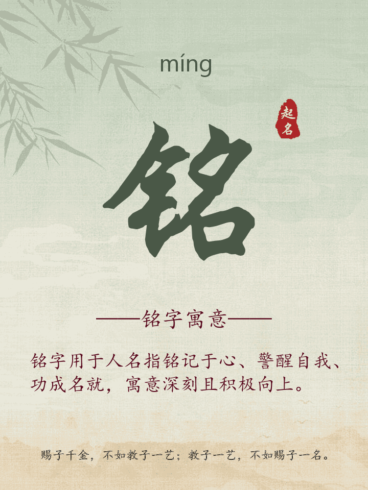 铭字取名寓意详解