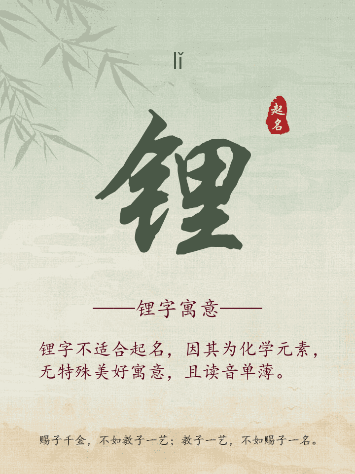 锂字取名寓意详解