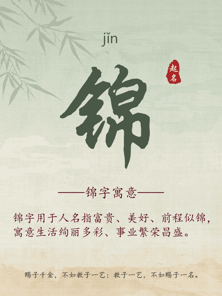 锦字取名寓意详解
