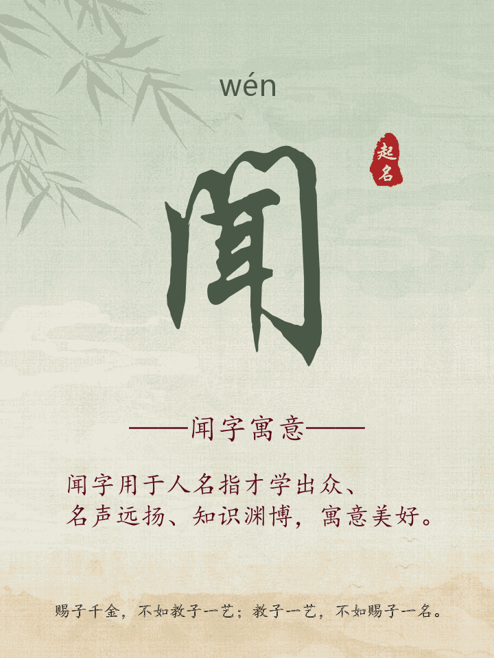 闻字取名寓意详解