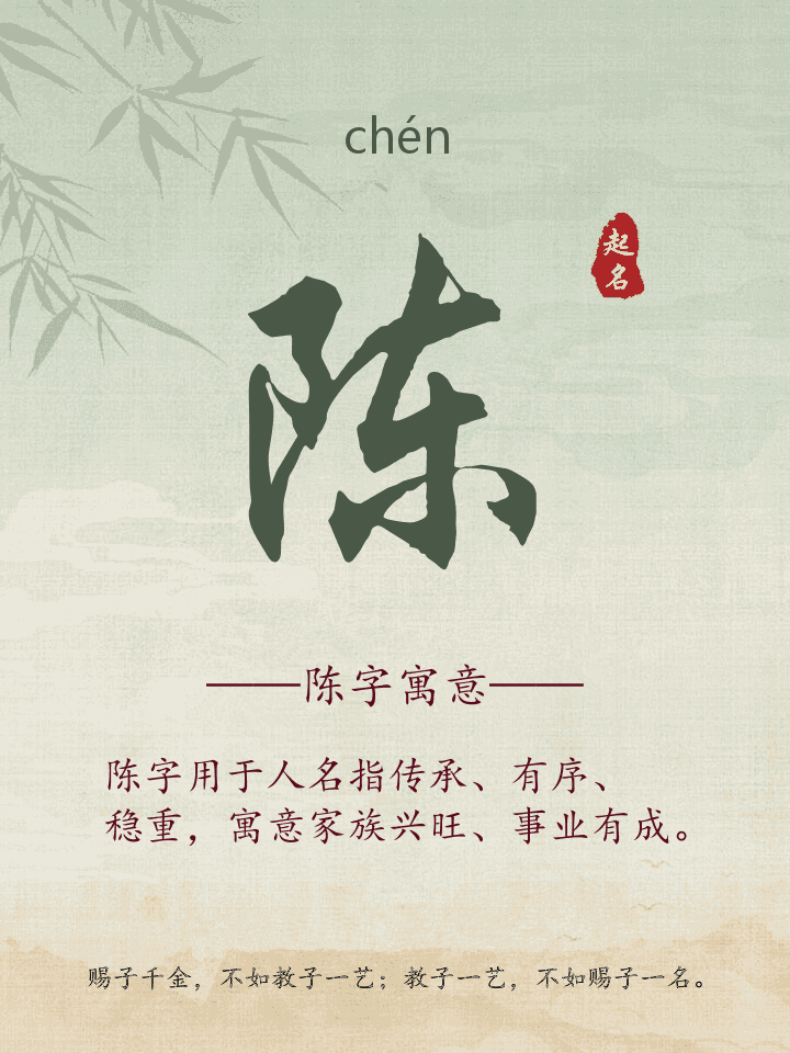 陈字取名寓意详解