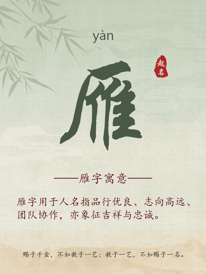 雁字取名寓意详解